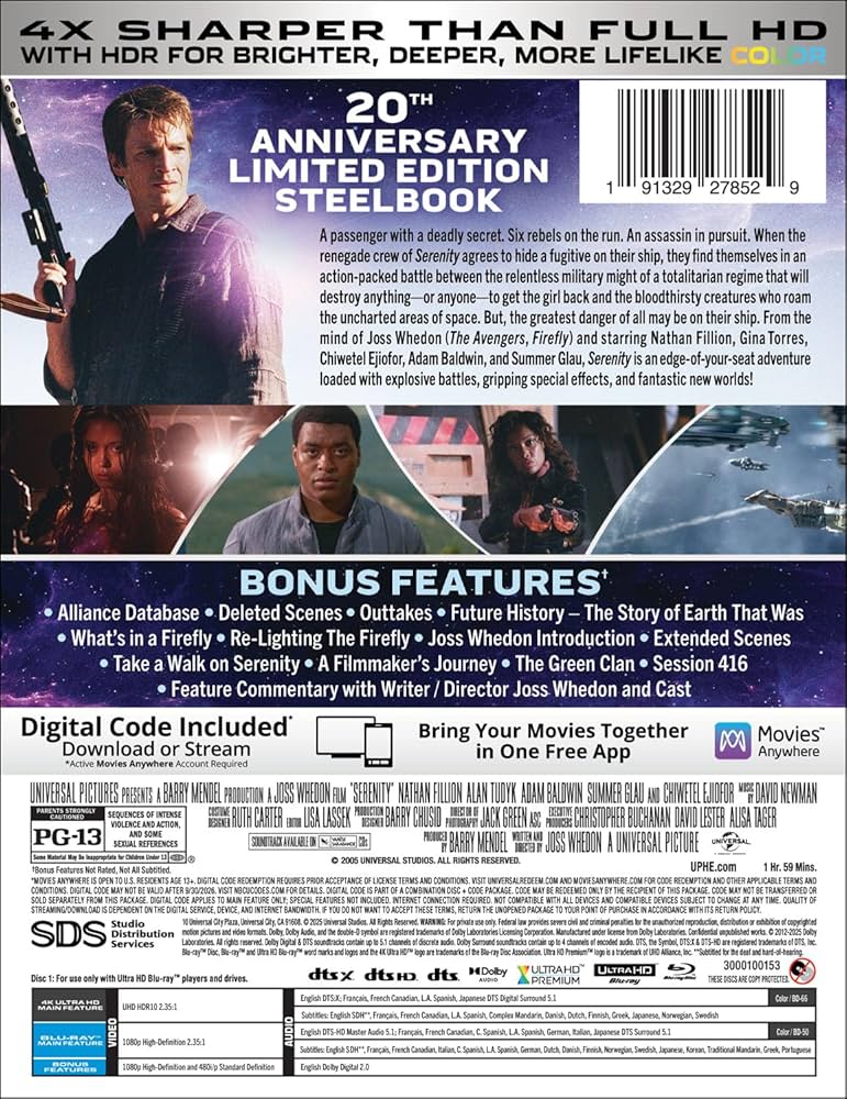 セレニティー [Blu-ray] Serenity (Blu-Ray + DVD + Digital, 2005) Nathan Fillion Alan